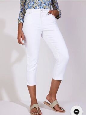 Westport Signature Fit Mid Rise White Capri Cropped Jeans Sz 10